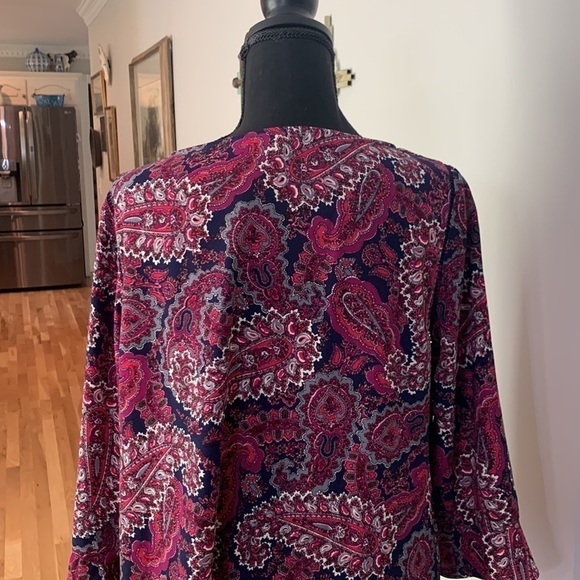 Talbots 3/4 sleeve navy Fuchsia print Talbots MP - Picture 3 of 7